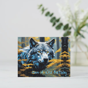 Gray Wolf in Golden Forest Postcard