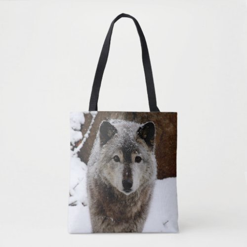 Gray Wolf in Snow Tote Bag