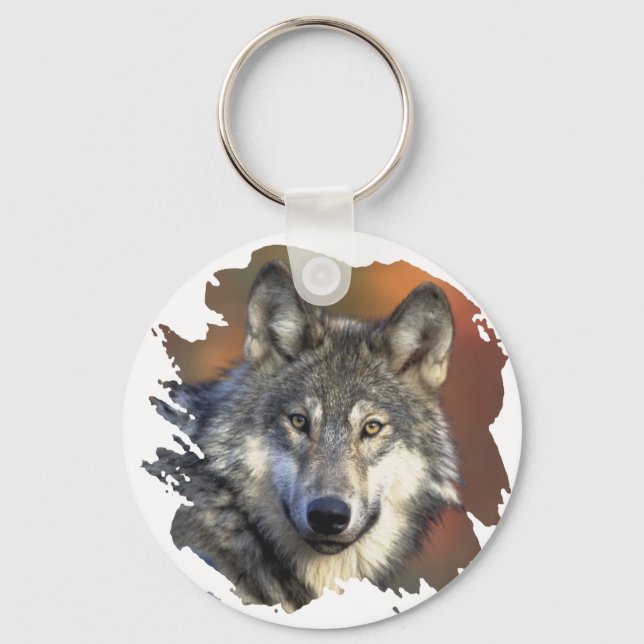 Gray Wolf Keychain (Front)