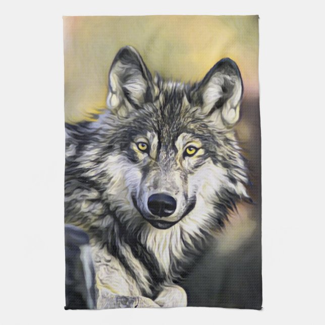 Gray Wolf Kitchen Towel (Vertical)