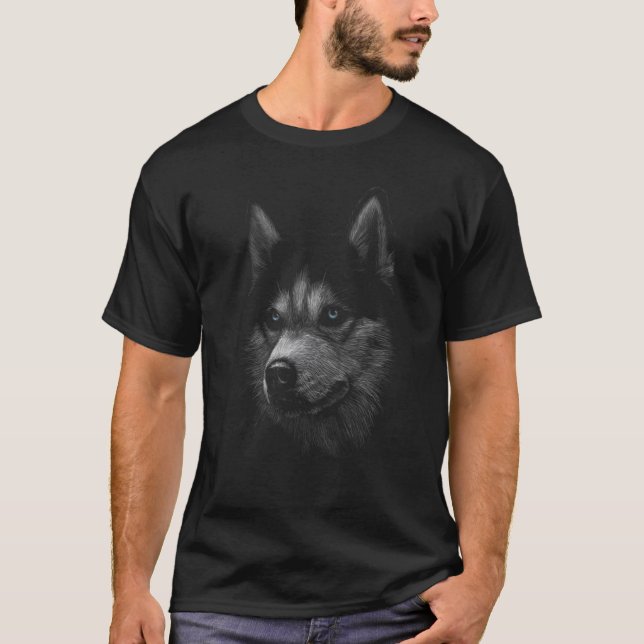 Gray Wolf Looks With Blue Eyes Wolf 1 T-Shirt (Front)