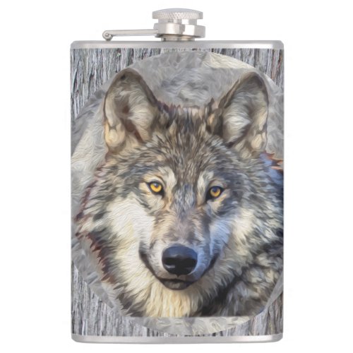 Gray Wolf Majesty Flask