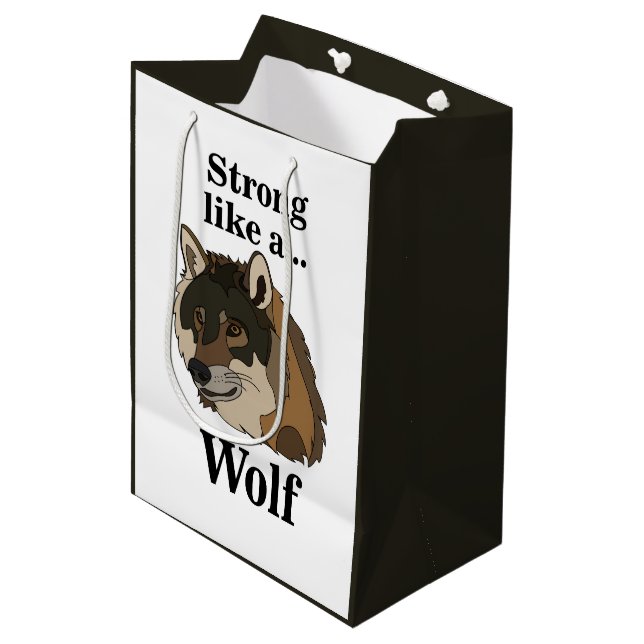 Gray Wolf Medium Gift Bag (Front Angled)