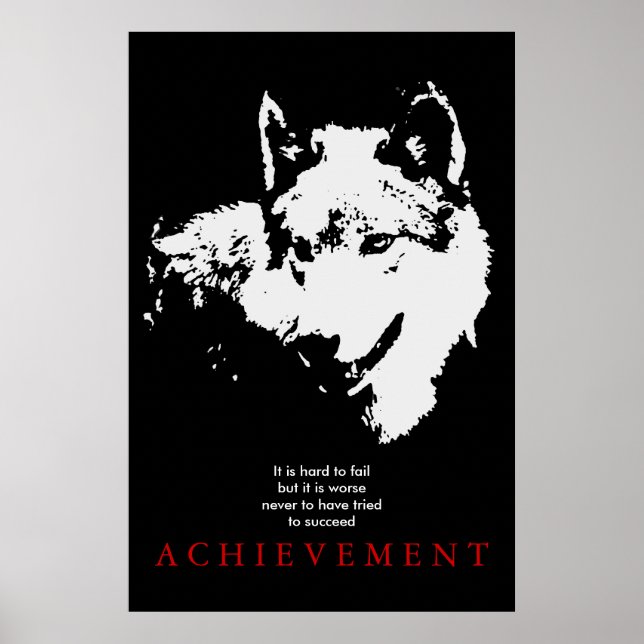 Gray Wolf Motivational Unique Pop Art Poster (Front)