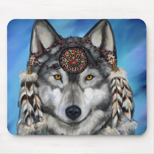 Gray Wolf Mouse Pad (Front)