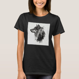 Gray Wolf Paint Splatter Warrior Wild Animal Uniqu T-Shirt