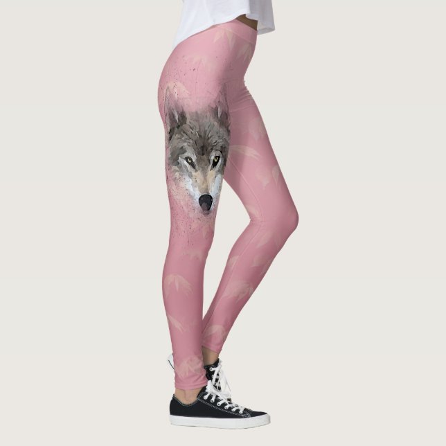 Gray Wolf Pink Leggings (Right)