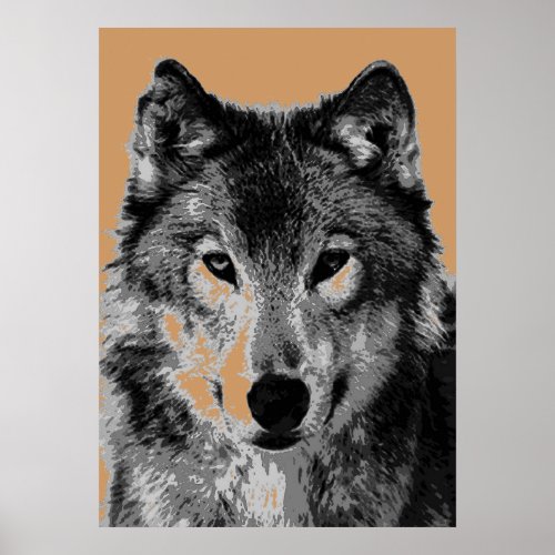 Gray Wolf Portrait Motivational Freedom Poster