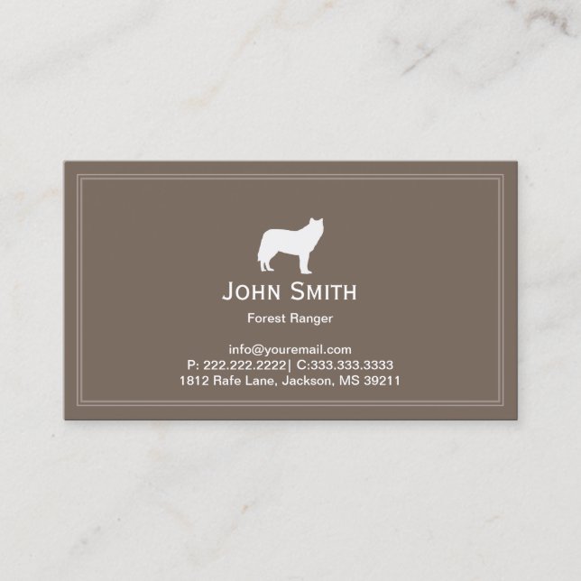 Gray Wolf Professional Forest Ranger  Business Card (Front)