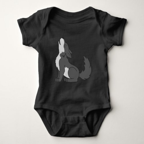 Gray Wolf Pup Howling Baby Bodysuit