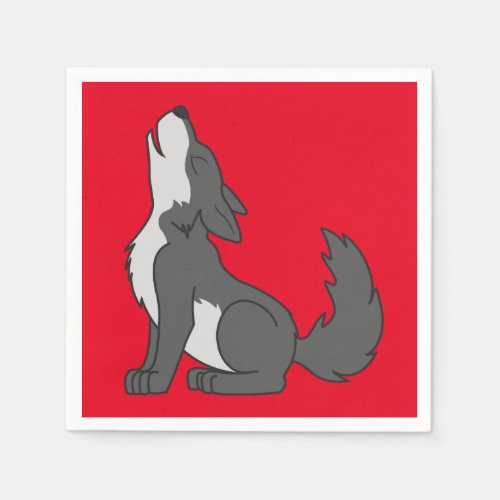 Gray Wolf Pup Howling Paper Napkins