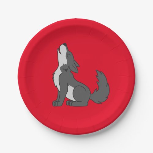 Gray Wolf Pup Howling Paper Plates