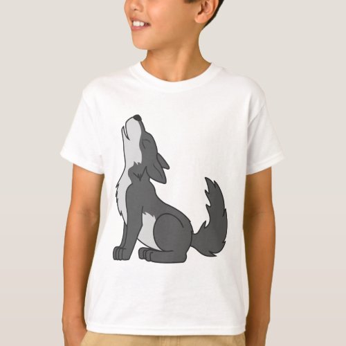 Gray Wolf Pup Howling T_Shirt