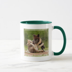 Gray Wolf Pups Wrestling Mug