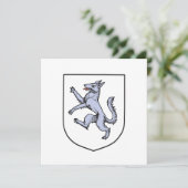 Gray Wolf Rampant on a White Shield Herald (Standing Front)