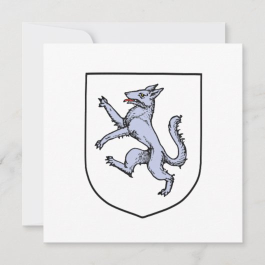 Gray Wolf Rampant on a White Shield Herald (Front)