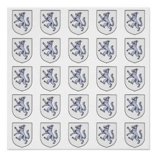 Gray Wolf Rampant on a White Shield Poster