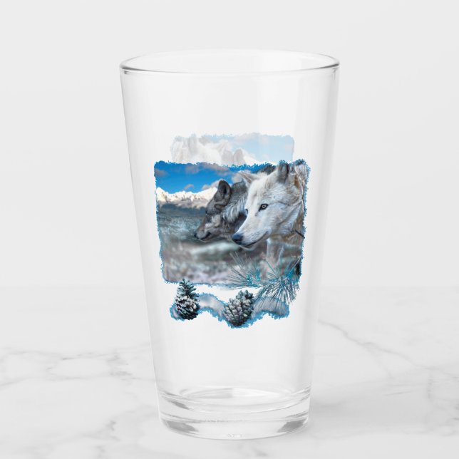 Gray Wolf SENTINEL WINTER WOLVES Glass (Front)