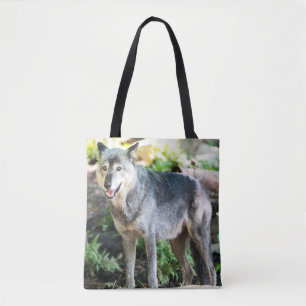 Gray Wolf Standing Alone Tote Bag