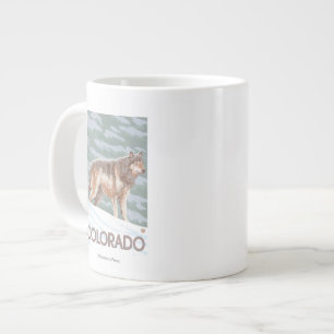 Gray Wolf StandingColorado Large Coffee Mug