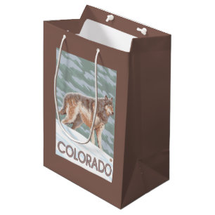 Gray Wolf StandingColorado Medium Gift Bag