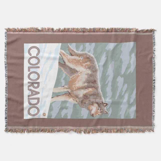 Gray Wolf StandingColorado Throw Blanket (Front)