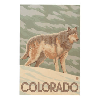 Gray Wolf StandingColorado Wood Wall Decor