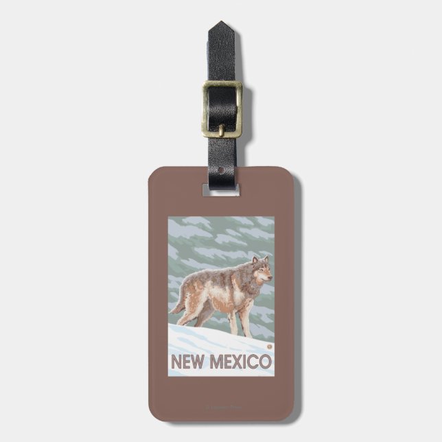 Gray Wolf StandingNew Mexico Luggage Tag (Front Vertical)