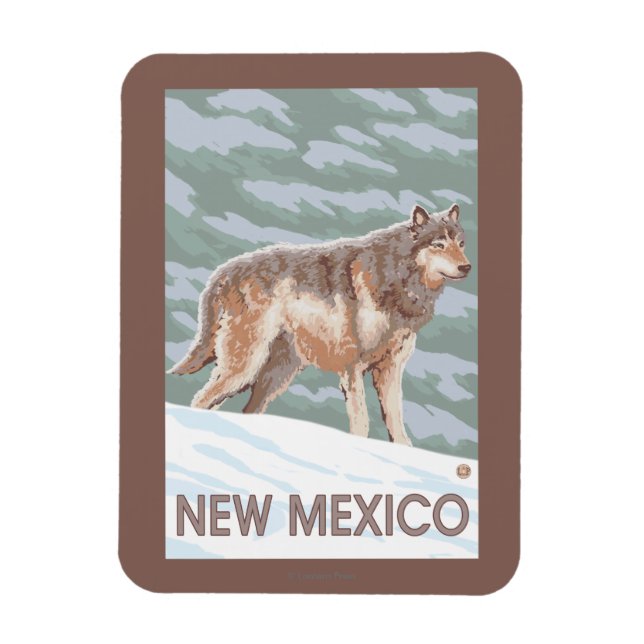 Gray Wolf StandingNew Mexico Magnet (Vertical)