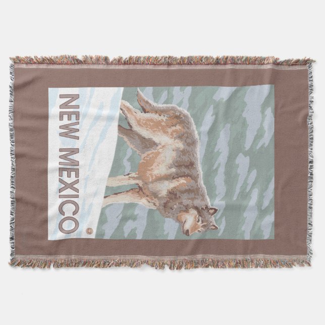 Gray Wolf StandingNew Mexico Throw Blanket (Front)