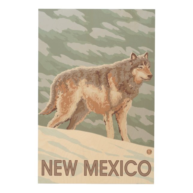 Gray Wolf StandingNew Mexico Wood Wall Decor (Front)