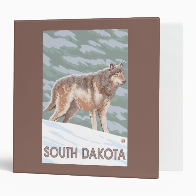 Gray Wolf StandingSouth Dakota 3 Ring Binder (Front/Inside)