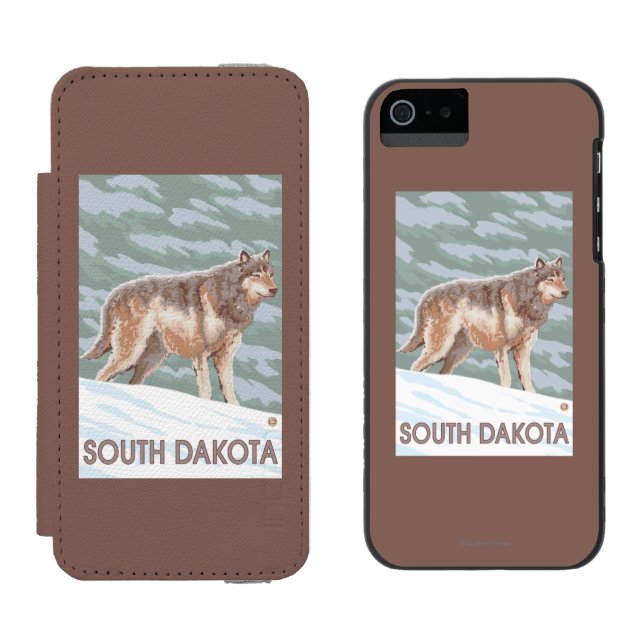 Gray Wolf StandingSouth Dakota Incipio iPhone Wallet Case (Side by Side)