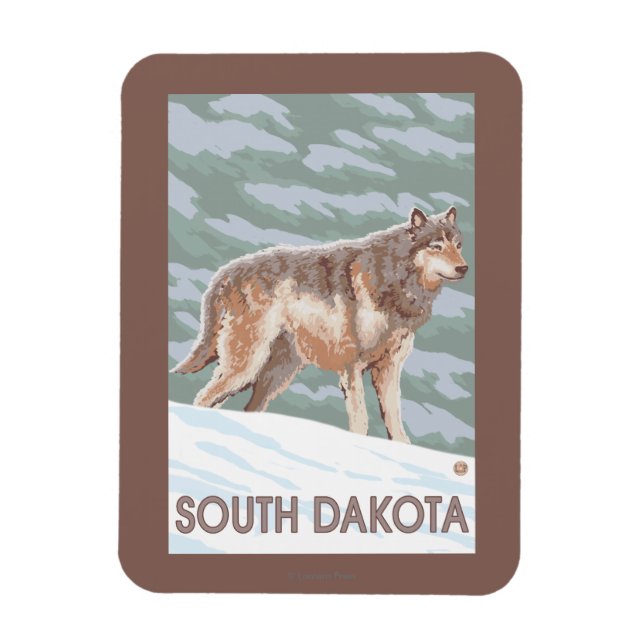 Gray Wolf StandingSouth Dakota Magnet (Vertical)