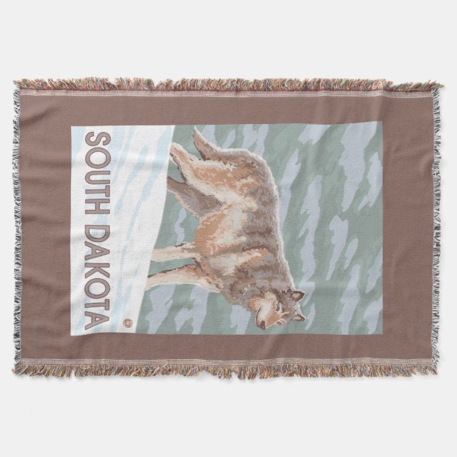 Gray Wolf StandingSouth Dakota Throw Blanket (Front)