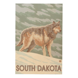 Gray Wolf StandingSouth Dakota Wood Wall Decor