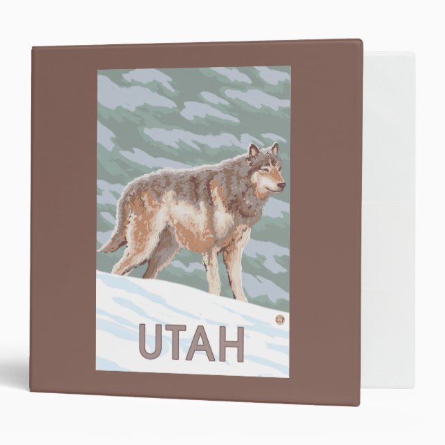 Gray Wolf StandingUtah 3 Ring Binder (Front/Inside)