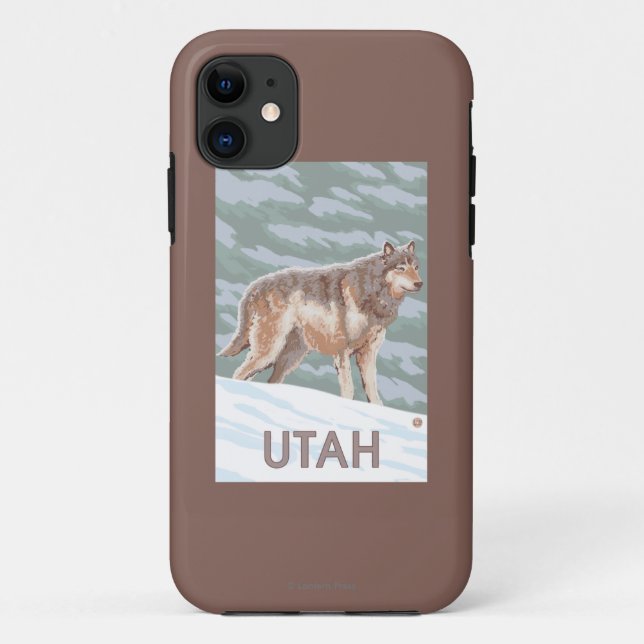 Gray Wolf StandingUtah Case-Mate iPhone Case (Back)