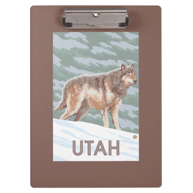 Gray Wolf StandingUtah Clipboard (Front)