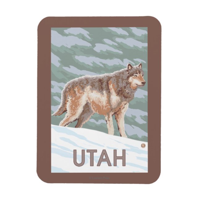 Gray Wolf StandingUtah Magnet (Vertical)