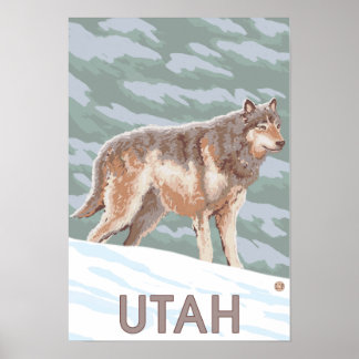 Gray Wolf StandingUtah Poster