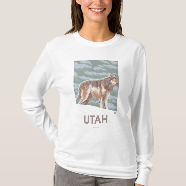 Gray Wolf StandingUtah T-Shirt (Front)