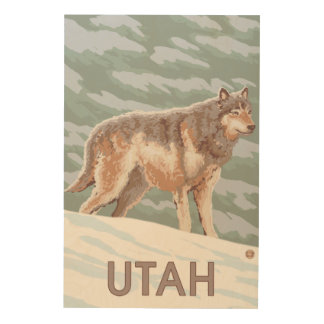 Gray Wolf StandingUtah Wood Wall Decor