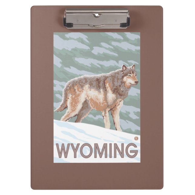 Gray Wolf StandingWyoming Clipboard (Front)