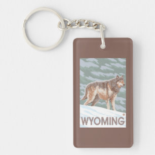Gray Wolf StandingWyoming Keychain
