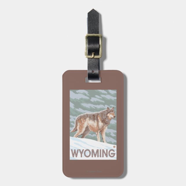 Gray Wolf StandingWyoming Luggage Tag (Front Vertical)