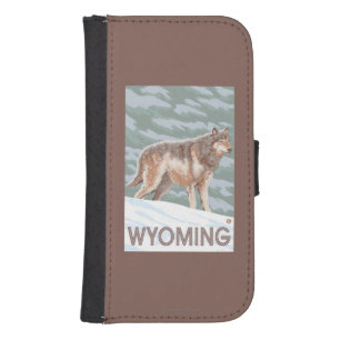 Gray Wolf StandingWyoming Wallet Phone Case For Samsung Galaxy S4