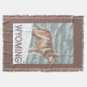 Gray Wolf StandingWyoming Throw Blanket