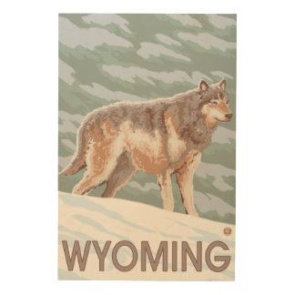 Gray Wolf StandingWyoming Wood Wall Decor