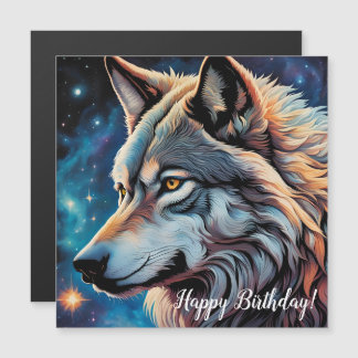 Gray Wolf Starry Night Portrait Birthday